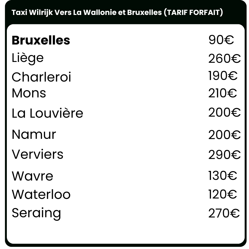 Taxi wilrijk naar steden in wallonie
